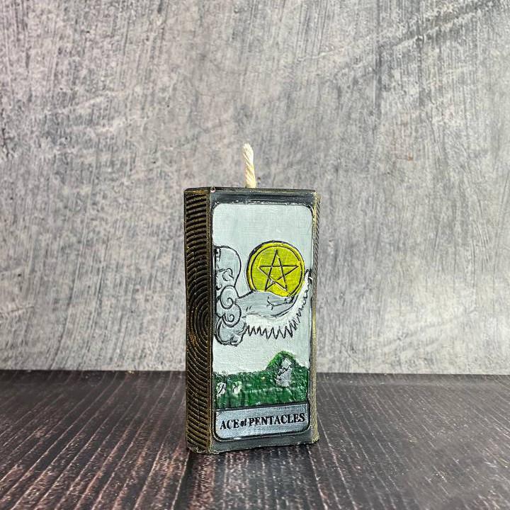 Свічка воскова карта Таро-Туз Пентаклів (1299)