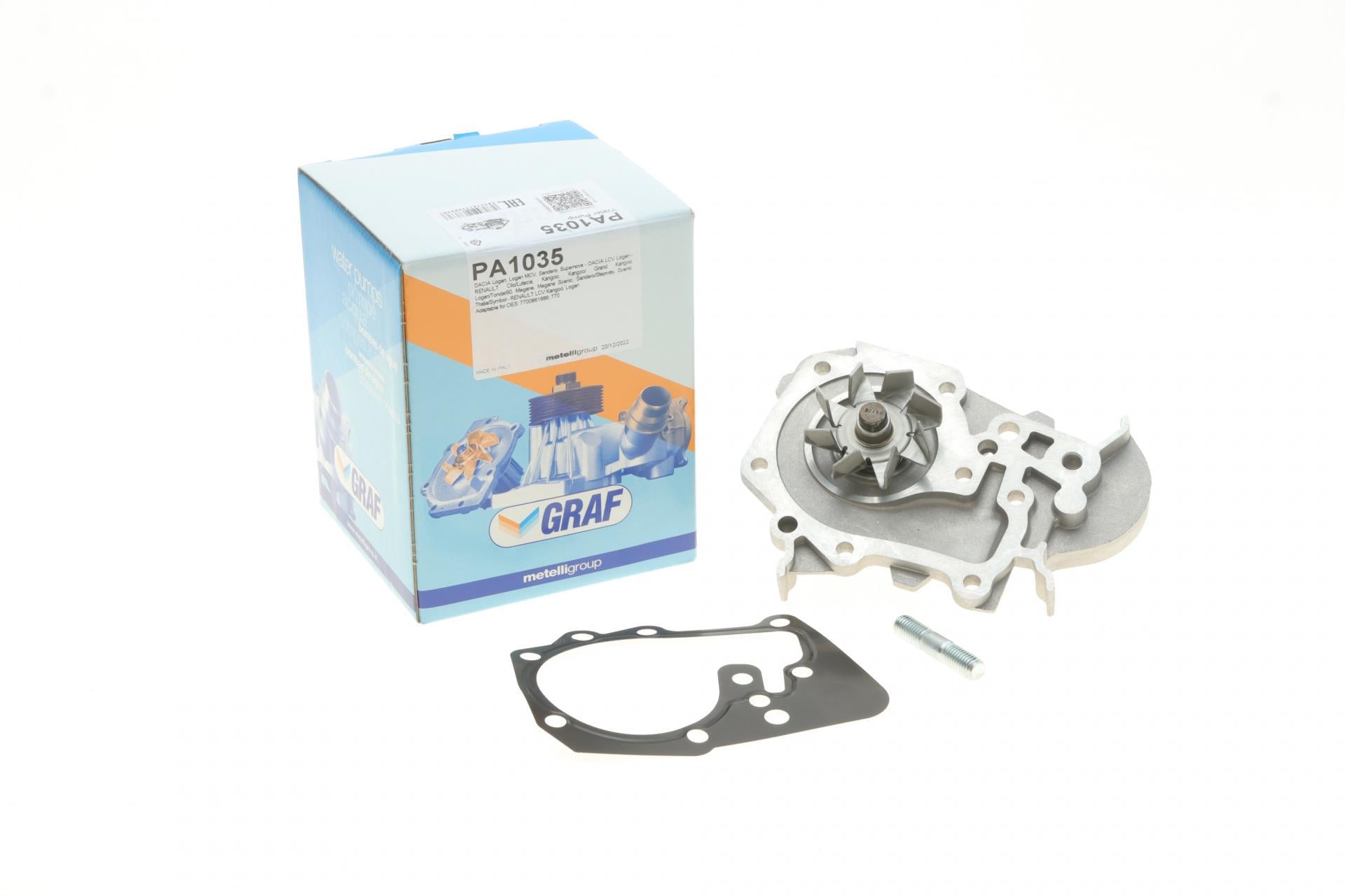 Помпа води Graf Renault Kangoo/Megane/Logan/Scenic/Dacia Sandero 1.4/1.6 97- 20zB/B8лоп PA1035 (25589492)