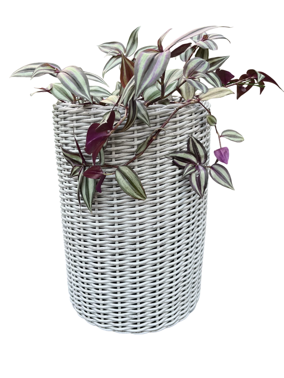 Кашпо циліндр для квітів зі штучного ротанга 13 л Сіра береза (28548210)