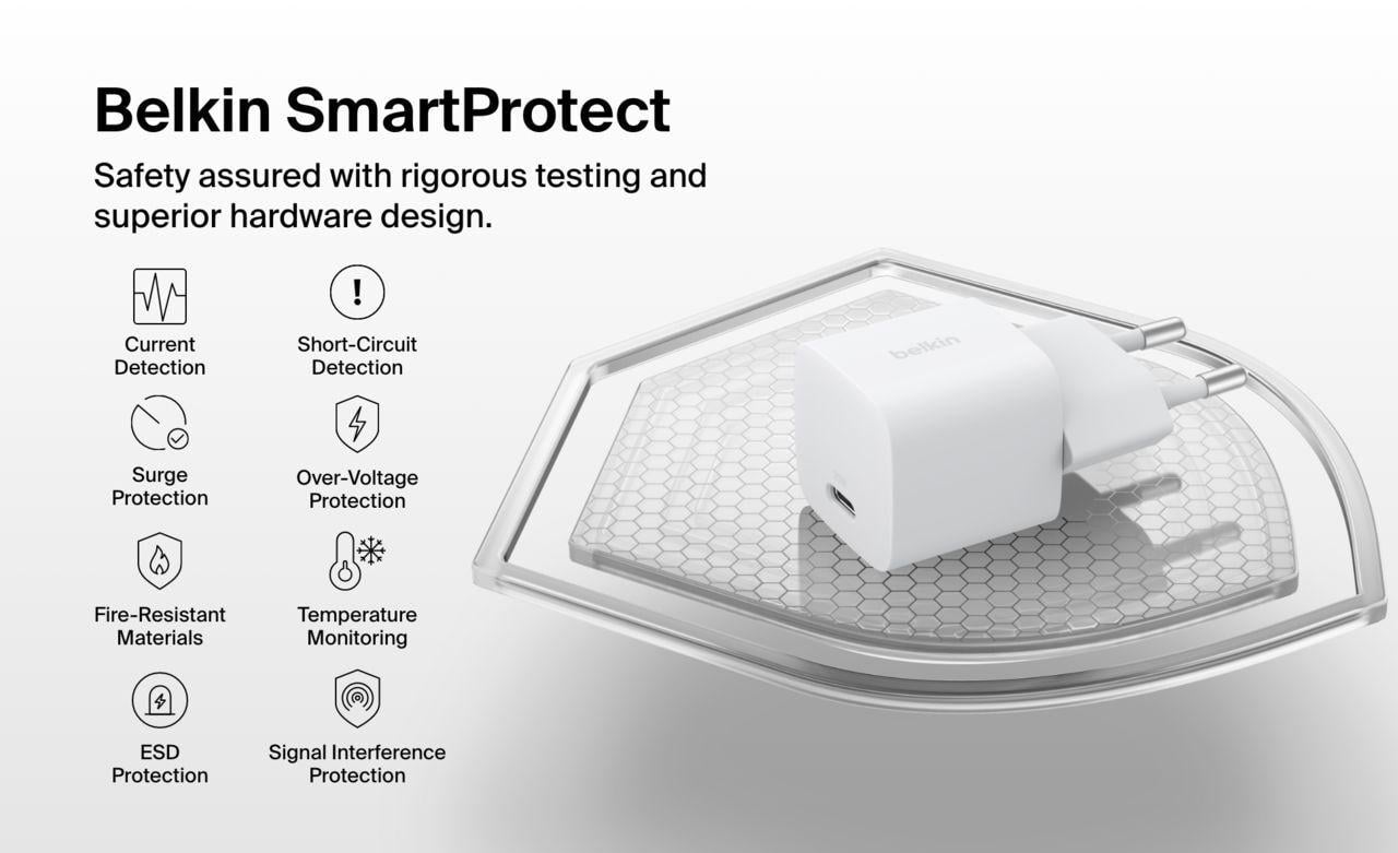 Зарядное устройство сетевое Belkin 25 Вт USB-С Белый (WCA012KQWH) - фото 5