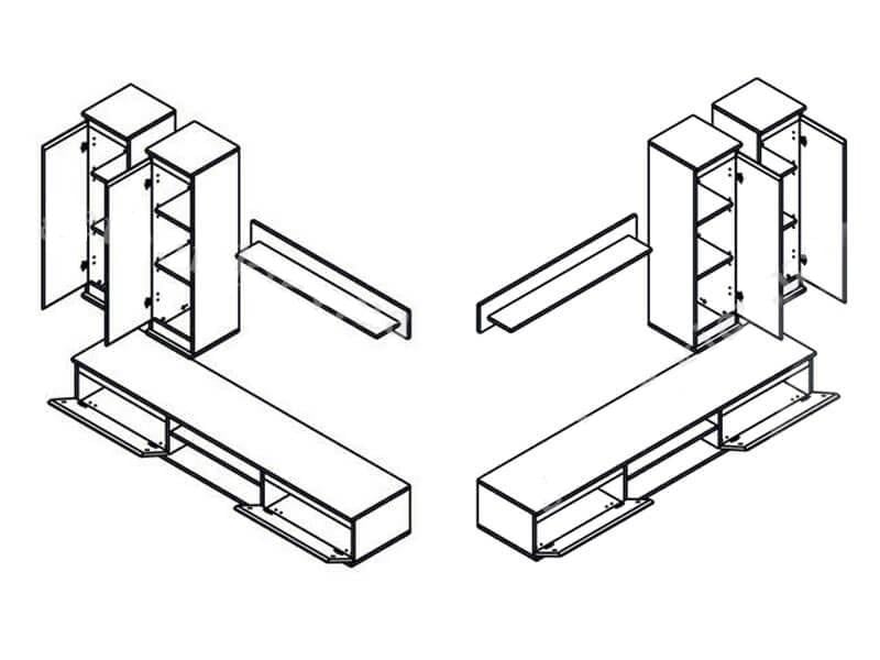 Стінка для вітальні Gerbor Люсія 175 1750х370х1600 мм Німфея альба - фото 3 Стінка для вітальні Gerbor Люсія 175 1750х370х1600 мм Німфея альба - фото 3