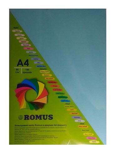 Папір кольоровий Romus A4 160 г/м2 100 аркушів Світло-блакитний (R50683)