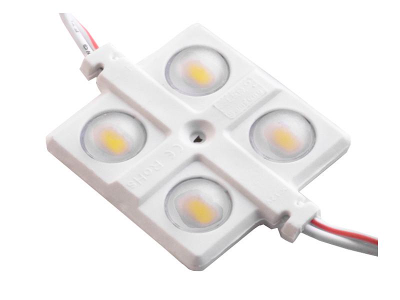 Светодиодный модуль с линзой SMD5630 4 LED 12В 2Вт IP65 6500К холодный белый (1731)