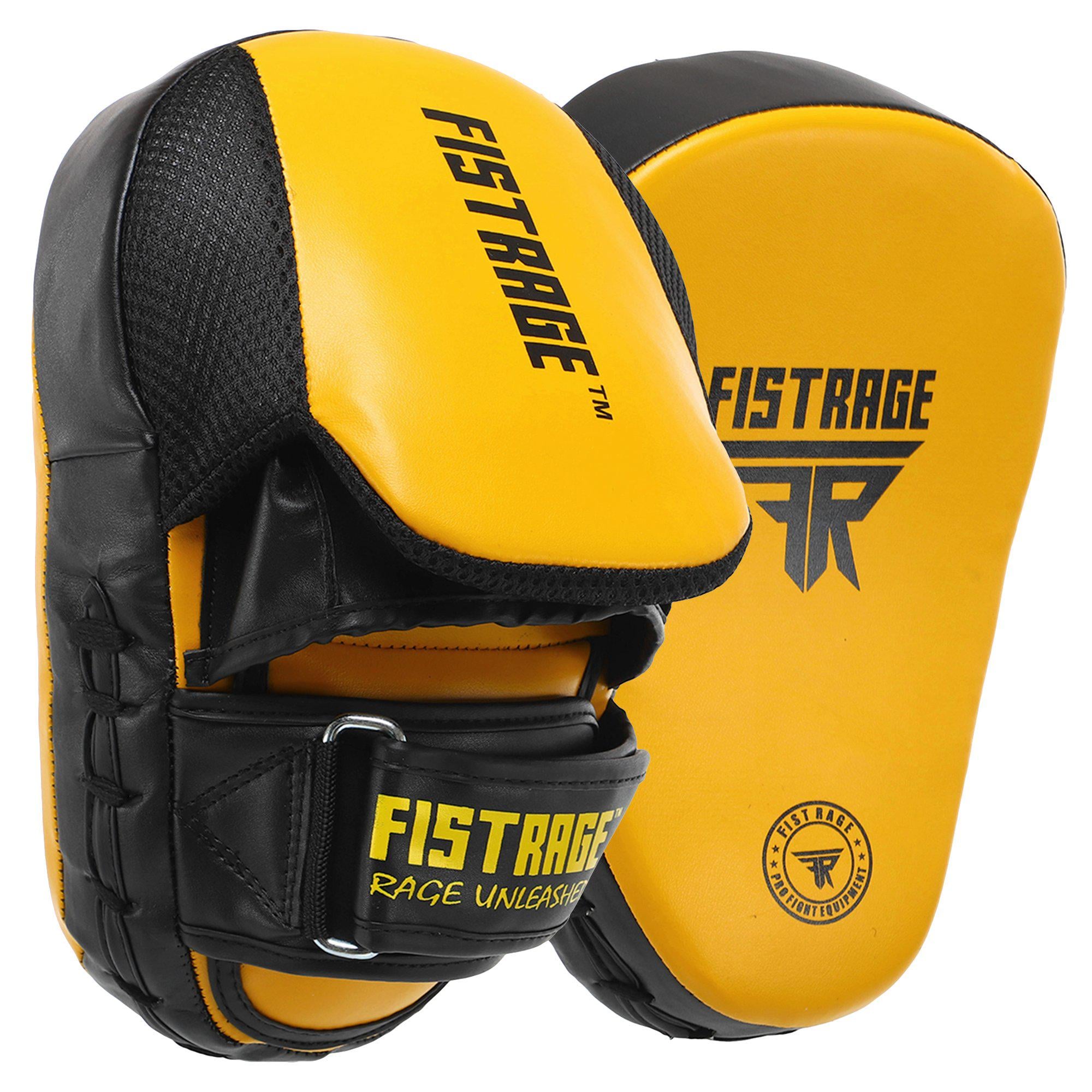 Лапа боксерська вигнута тренувальна FISTRAGE VL-8320 FLEX 2 шт. 26х19х5 см Жовто-чорний (31773399)