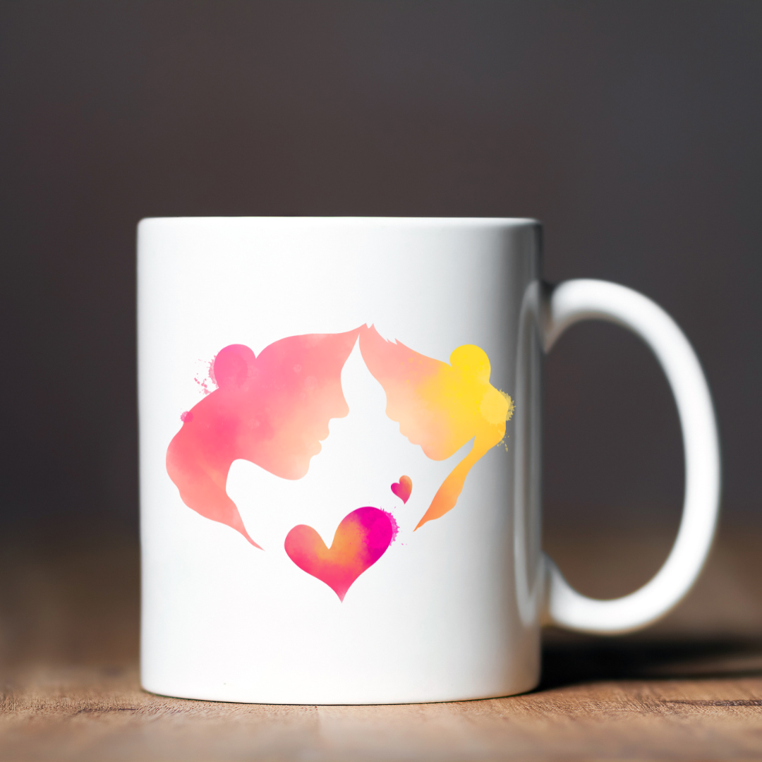 Чашка керамічна глянцева Мама і малюк 330 мл Білий (001519)