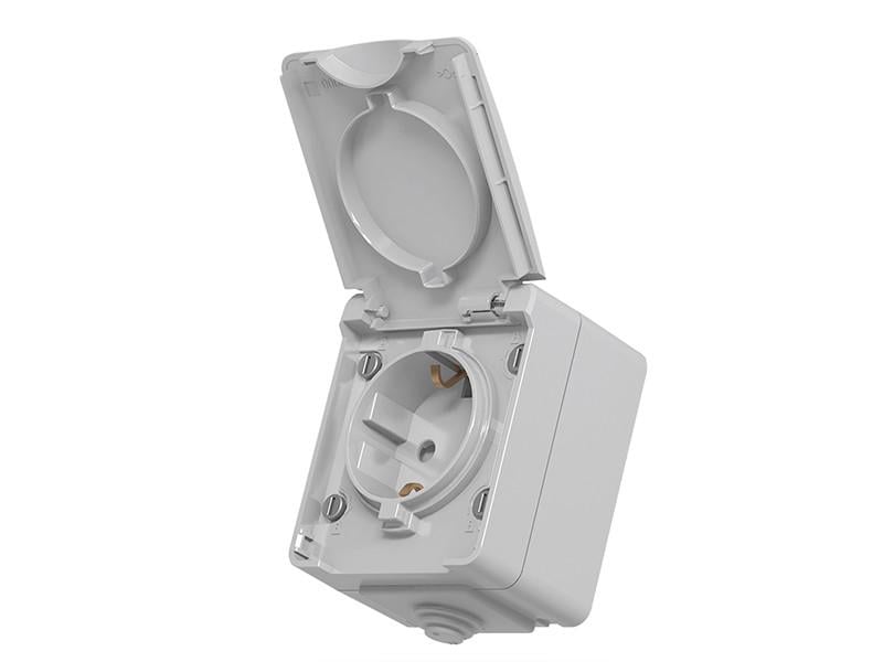 Розетка зовнішня Videx BINERA IP65 із заземленням Сірий (VF-BNW21G-G)