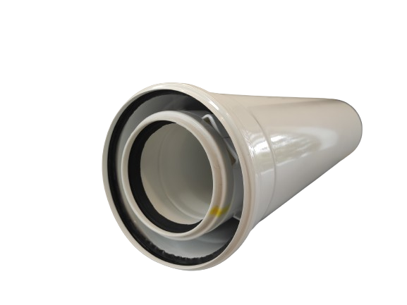 Труба коаксиального дымохода Димком конденсационного котла пластик в нержавейке 60/100 мм 0,5 м