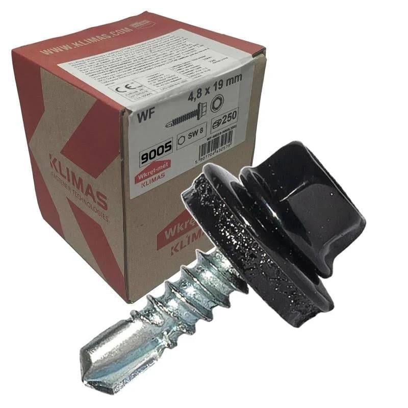 Саморез Wkret-Met для крепления металлического профиля к легким металлическим конструкциям 250 шт. SWMH 4,8х19 (9005)