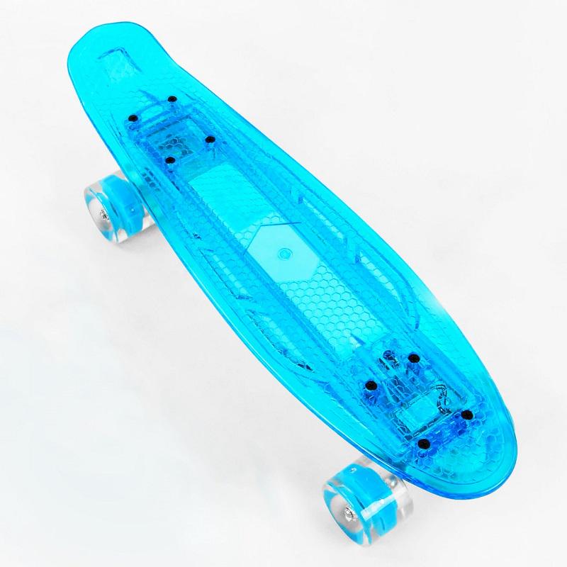 Пенниборд Best Board дека с подсветкой колеса PU с подсветкой зарядка USB Blue (04506)