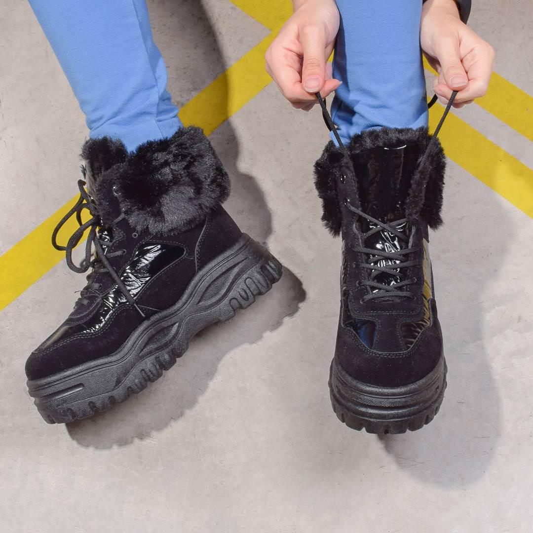 Ботинки женские зимние замшевые с вставкой 322408 р. 37 23,5 см