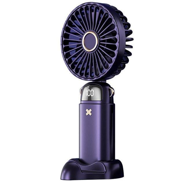 Портативный вентилятор Mini fan AND XL-880 9 см с подставкой для телефона и дисплеем Синий (18189412)