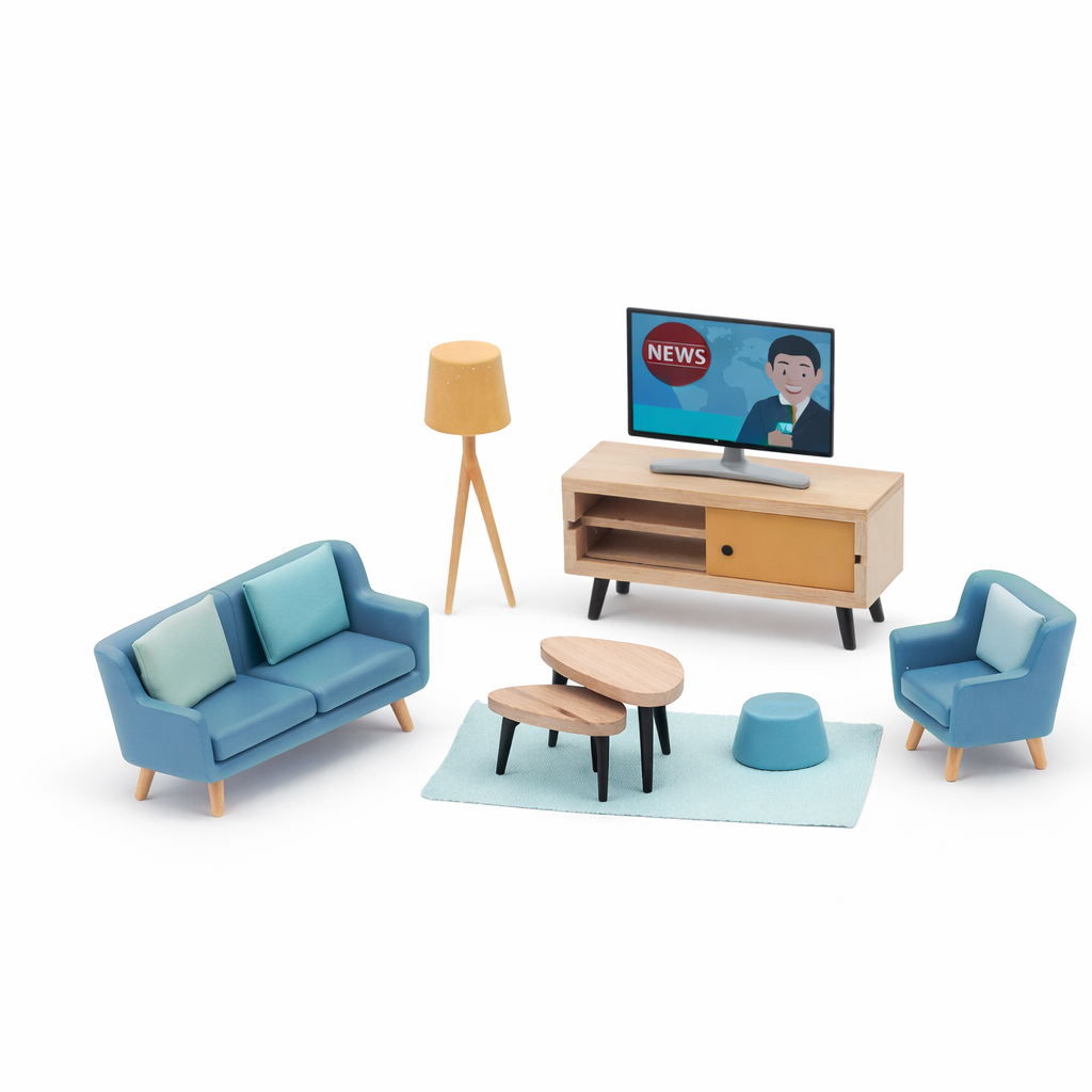 Набір меблів для лялькового будинку Lupilu Вітальня натуральне дерево/пластик від 3 років (32302648)