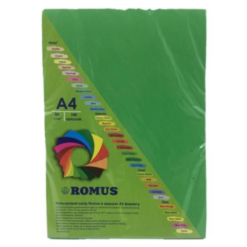 Папір кольоровий Romus А4 80 г/м2 100 аркушів Темно-зелений (R51390)