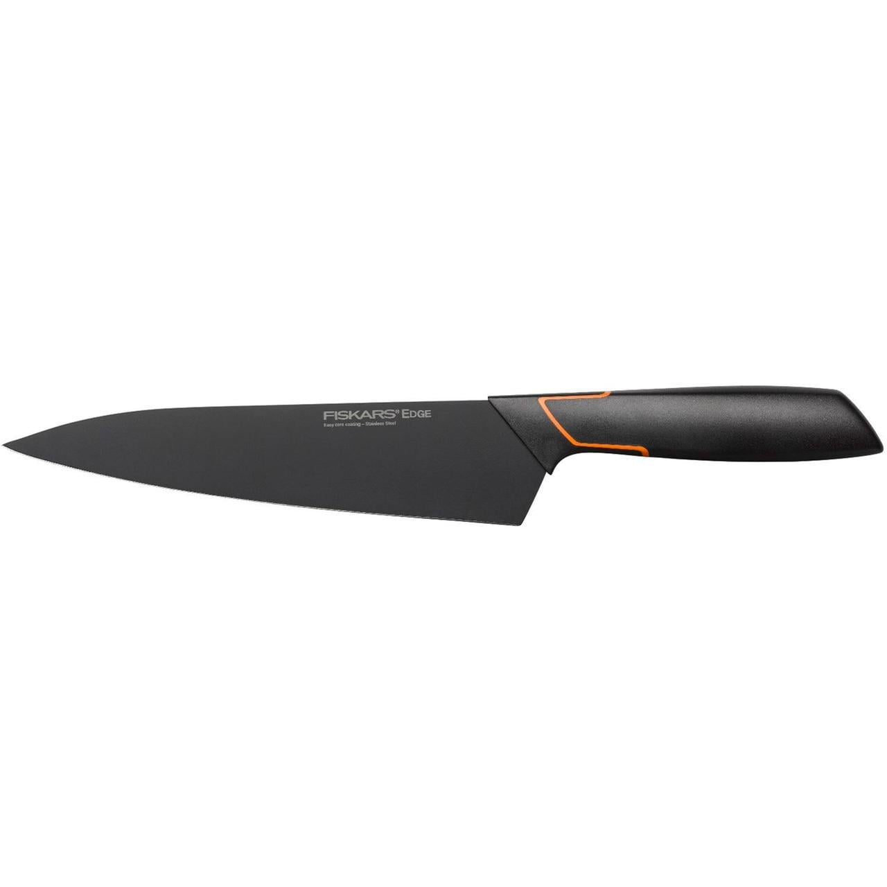 Кухонный нож поварской Fiskars Edge нержавеющая сталь 190 мм Черный с оранжевым. (2564409108)