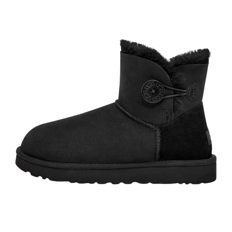 Уггі жіночі Mini Bailey Button Black Suede р. 37 Чорний (7753)