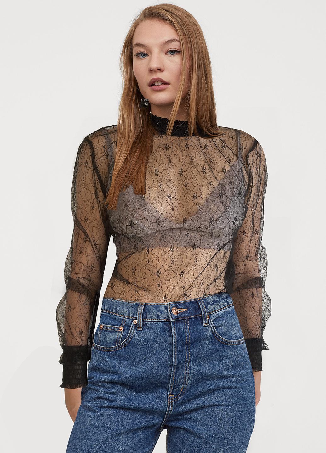 Блузка H&M 34 Чорний (2000001185438)