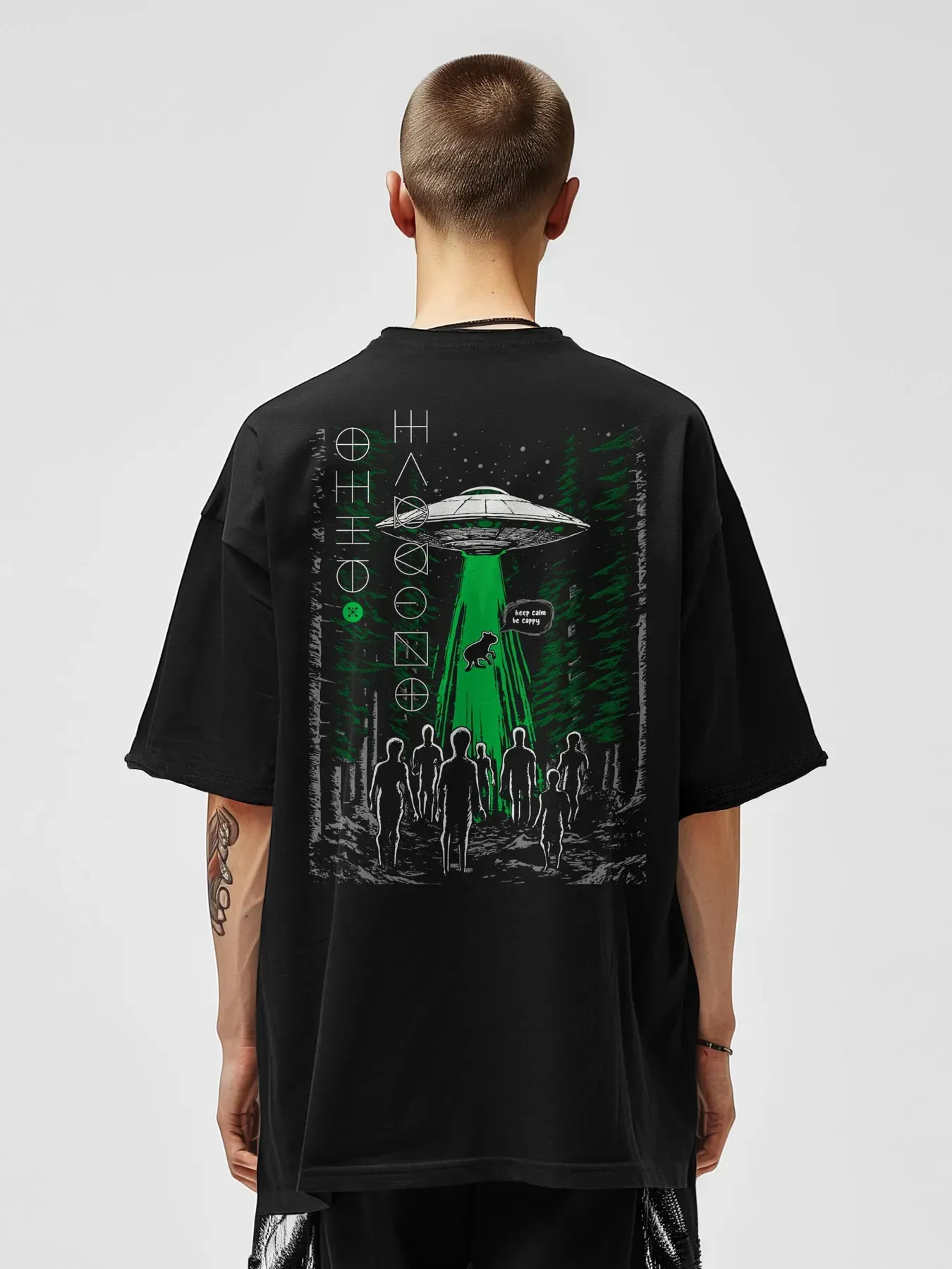 Футболка мужская оверсайз Капибара "UFO X Cappy" XL/2XL Черный (27198666)
