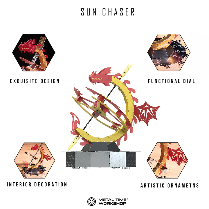 Конструктор METAL-TIME Sun Chaser Dragon Stand Clock MT025 модель колекційна (3032562) - фото 4