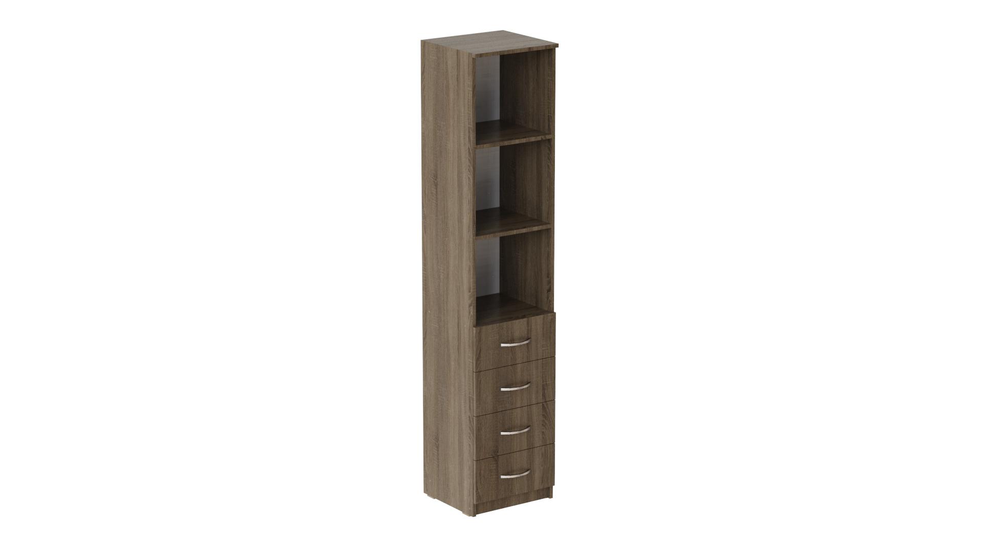Пенал Ferrum-decor Анжело на 3 полки с 4 ящиками ДСП 16 мм 1900x400x380 мм Дуб Сонома Трюфель (FRD-104927)