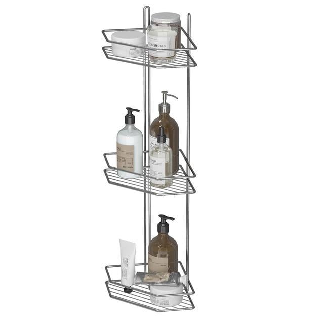 Полка угловая MOBILITY 3-х ярусная для ванной комнаты металлическая 57х20х20х27 см Металлик (26650306)