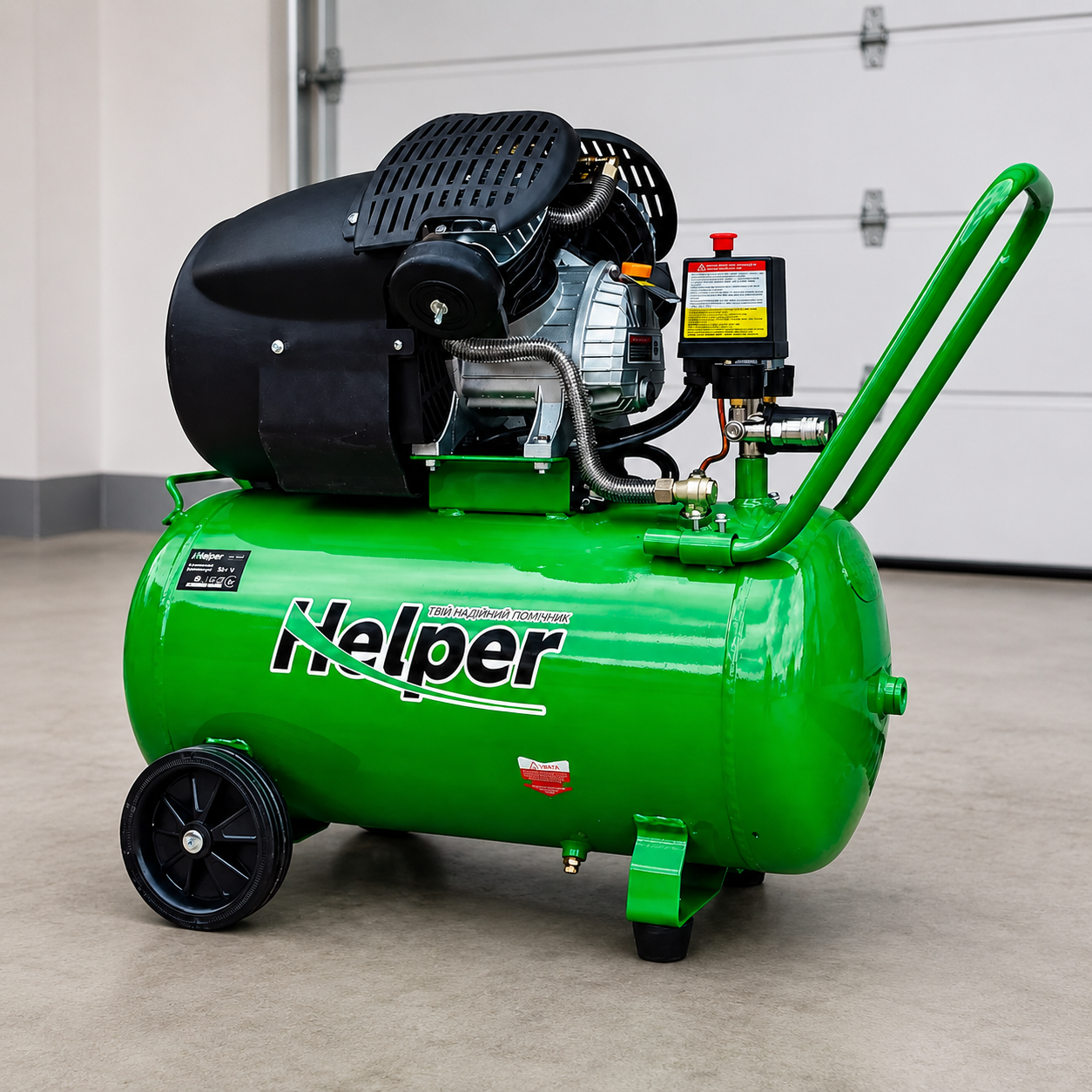 Компрессор Helper HP-1098 масляный поршневой 2200 Вт 50 л 10 бар для гаража и СТО