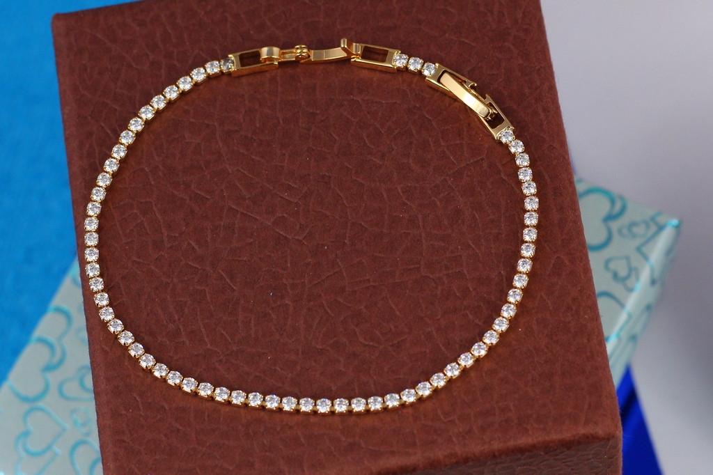 Браслет Xuping Jewelry дорожка из белых фианитов 21 см х 2 мм Золотистый (2329092990)