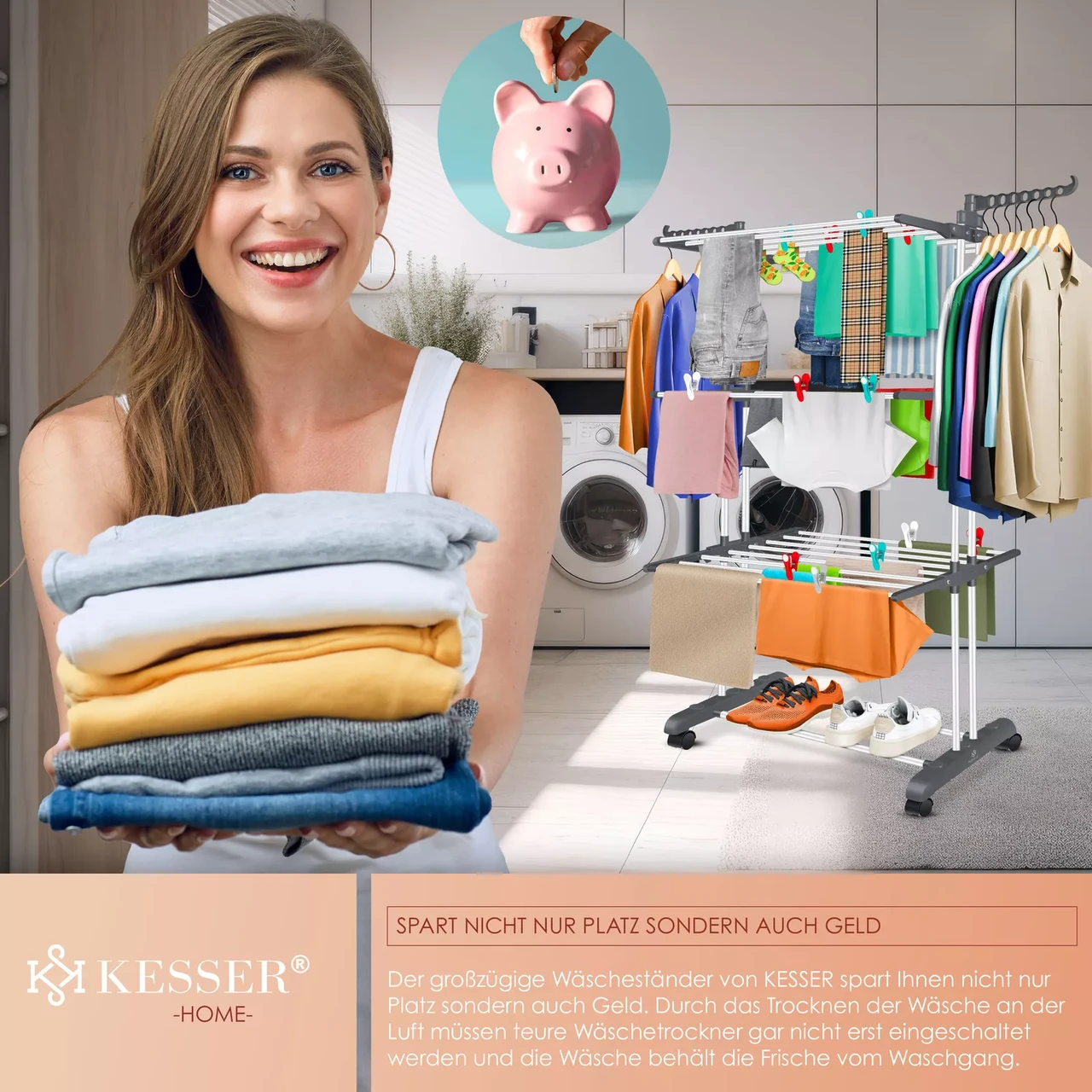 Сушарка для білизни KESSER 126 см 50 кг (4255598324540) - фото 8 Сушарка для білизни KESSER 126 см 50 кг (4255598324540) - фото 8