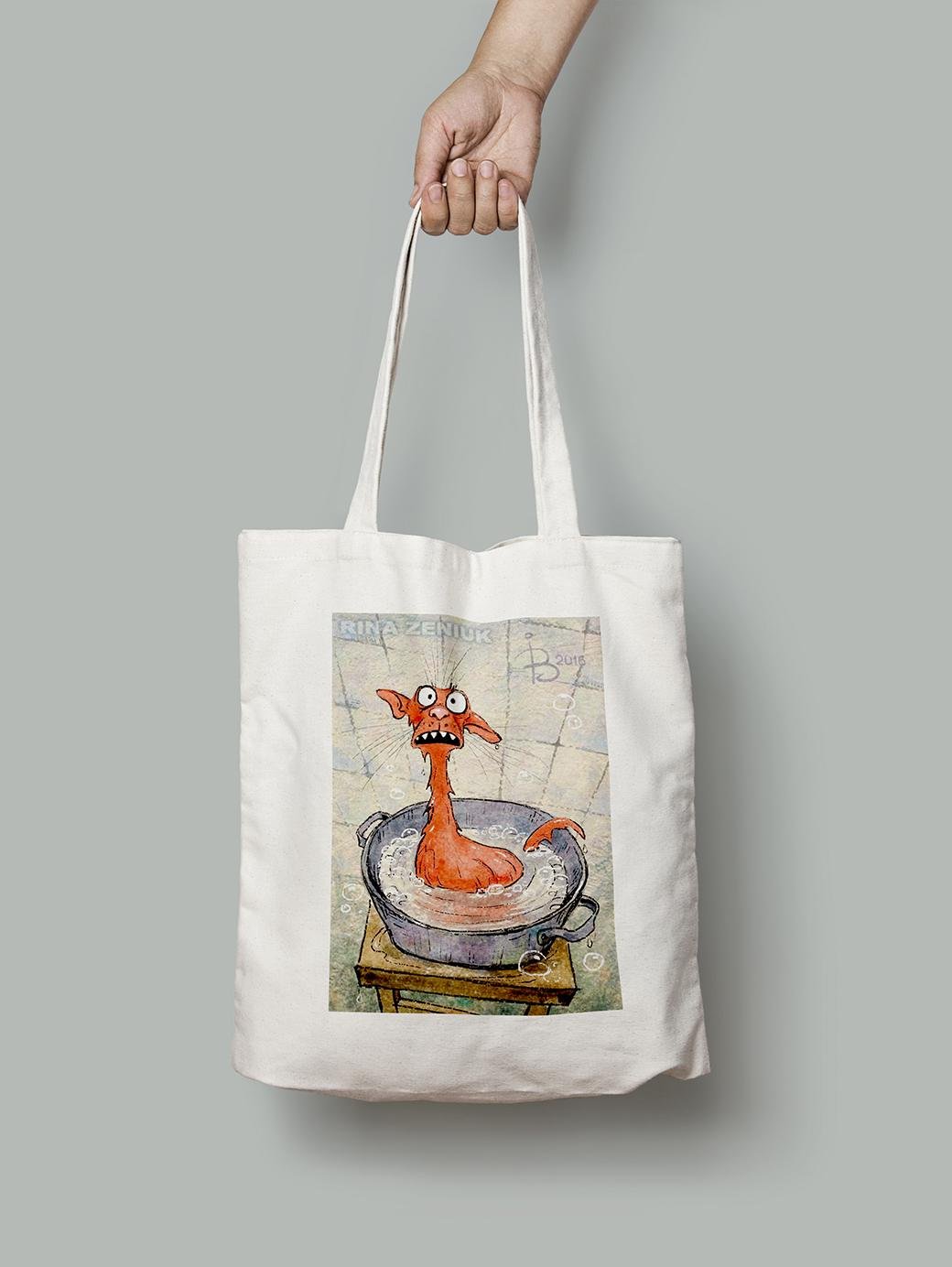 Эко-сумка Купание в тазике красного кота шопер (rinaz_20152249004_Bag)