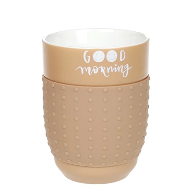 Стакан фарфоровый Flora с силиконовым держателем Good Morning 0,4 л (32033)