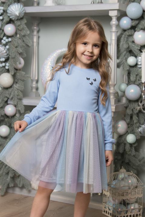 Сукня для дівчинки Mevis Метелики 4893-03 122 см Блакитний (158906)