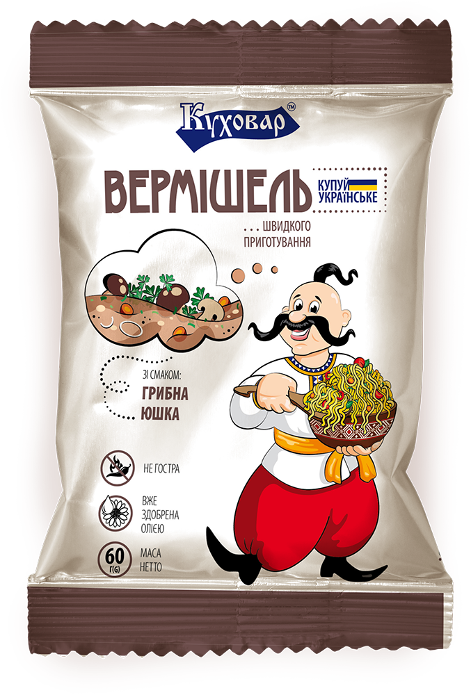 Вермишель быстрого приготовления Куховар со вкусом грибной юшки/неострая 60 г (90148)