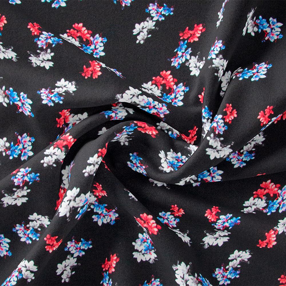 Ткань плательная креп Мадагаскар V-38/1 Цветочный Черный (17558)