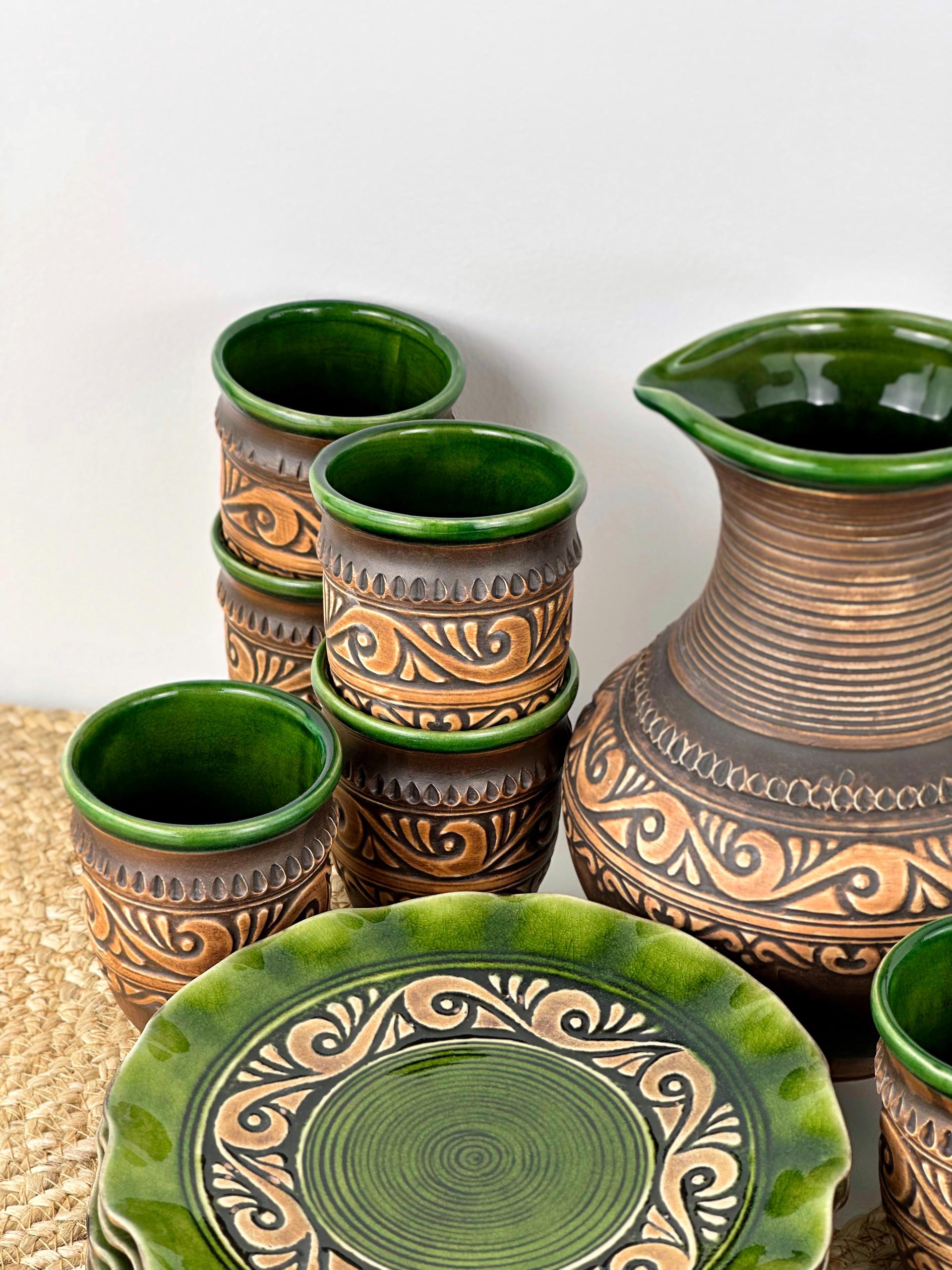 Набор глиняной посуды для сервировки стола на 6 человек Гражда Коричневый (17019-6) - фото 6 Набор глиняной посуды для сервировки стола на 6 человек Гражда Коричневый (17019-6) - фото 6