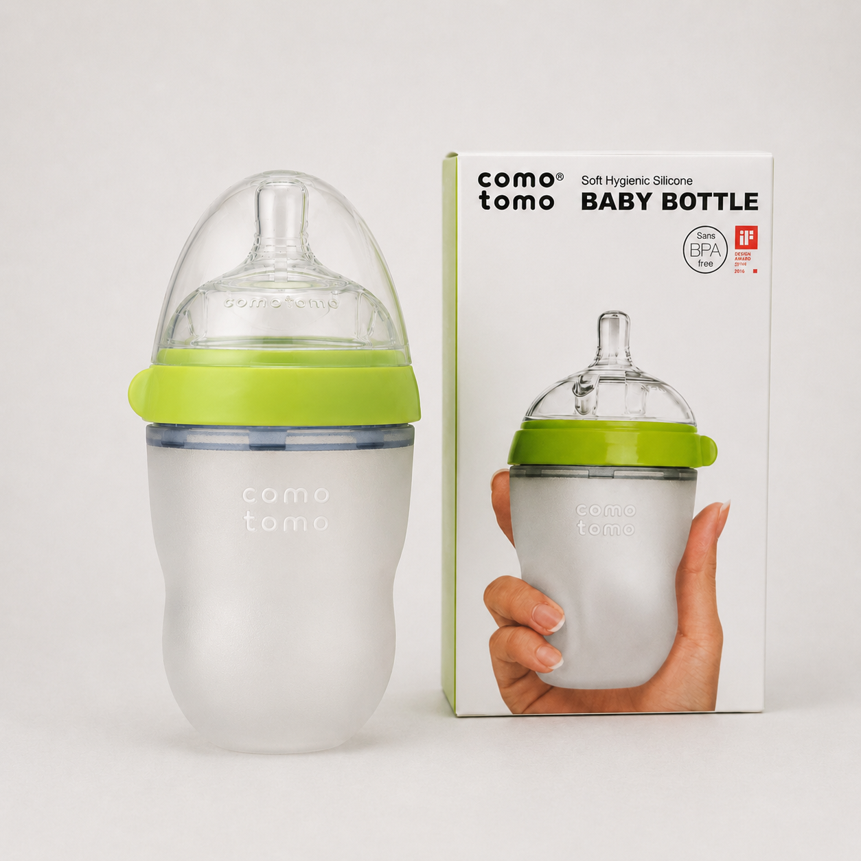 Антиколікова пляшечка для годування comotomo Baby Bottle 250 мл силіконова пляшечка 3–6 міс Зелений (0504)