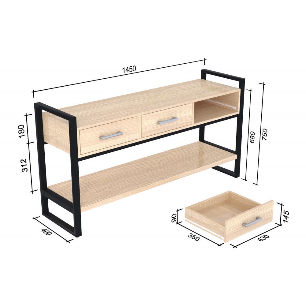 Консоль MSM L-145 Loft Design с ящиками Хром (92284) - фото 2