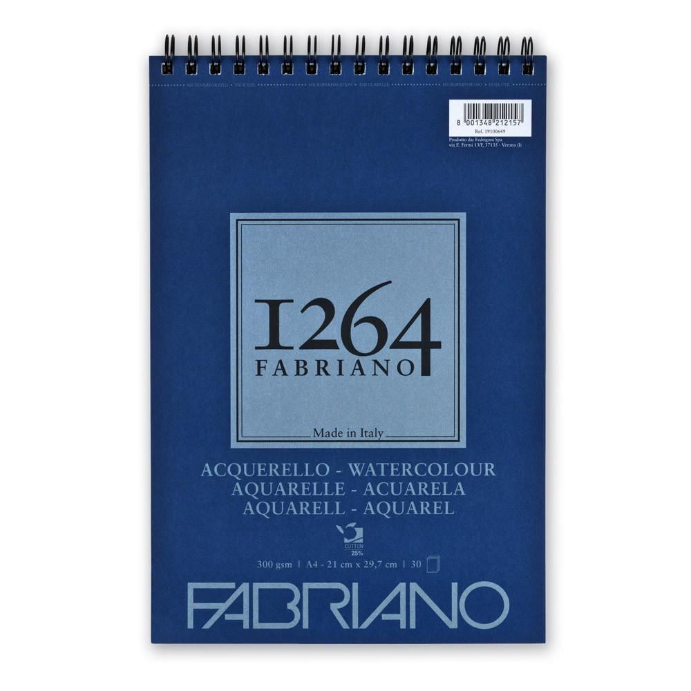 Альбом для акварели Fabriano 1264 на спирали 25% хлопка 300 г/кв. м 30 л. А4 CP Белый (19100649)