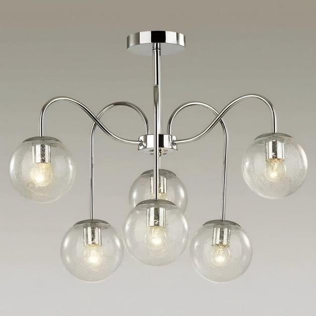 Люстра стельова Sirius DX3021-6 CH на шість прозорих плафонів під лампу Е27 IP20 Хром (00000140161)