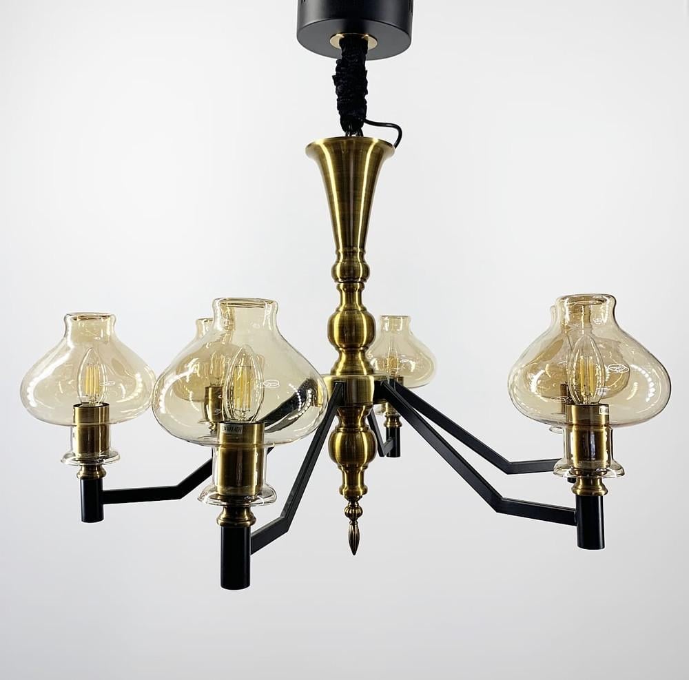 Люстра дизайнерская подвесная на 6 плафонов Янтарный (ZL 1475/6)