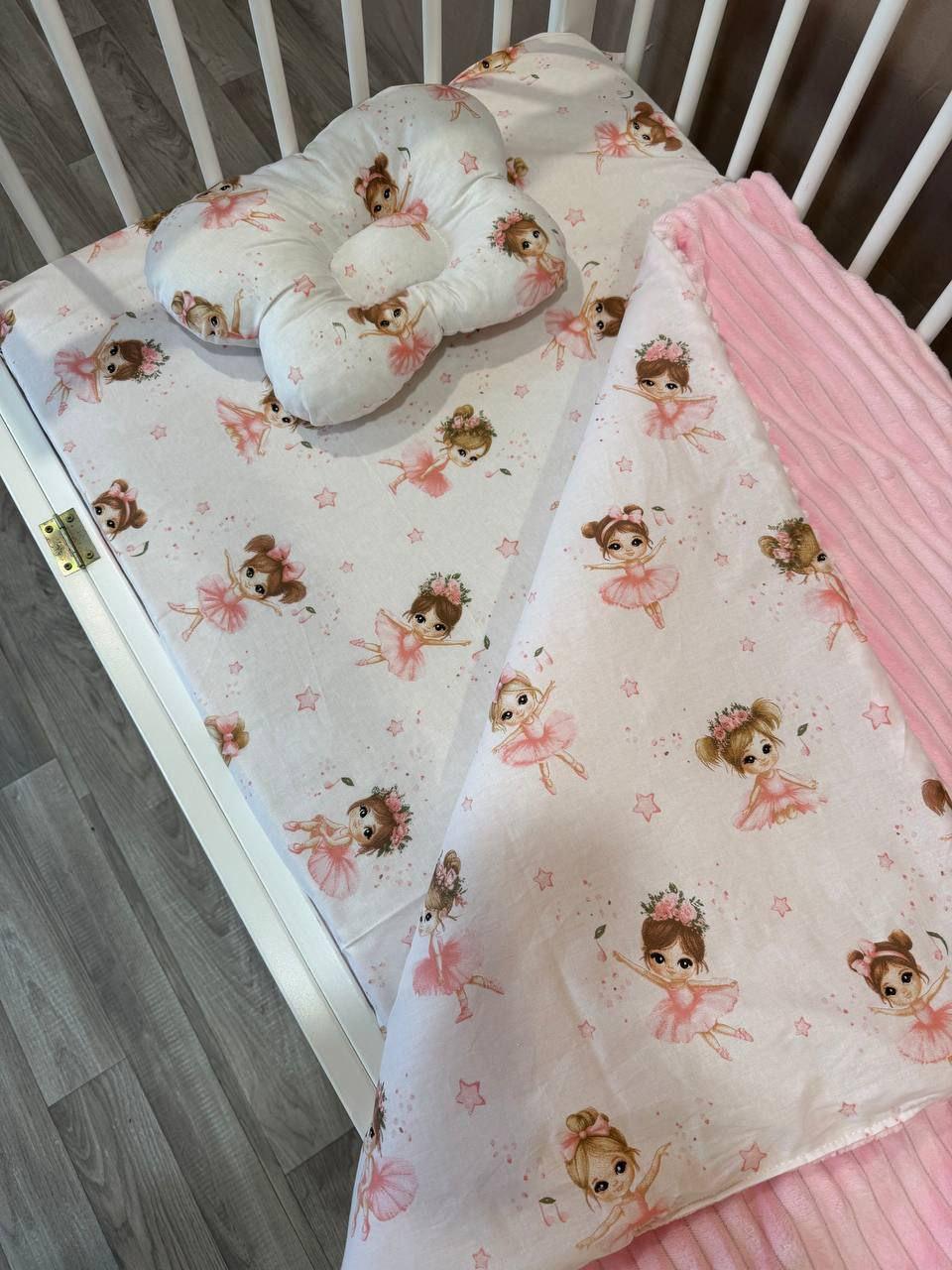 Комплект постельного белья Манюня Балерина из бязи для кроватки 78x98 см Розовый (П4К-am-manin-015)