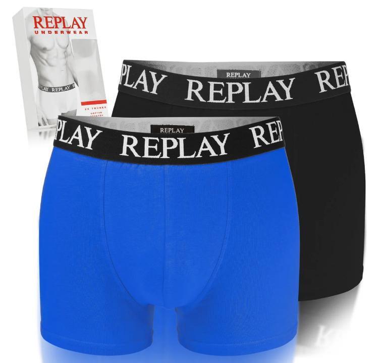 Труси боксери чоловічі анатомічні Replay 2 шт. L Чорний/Синій (102397624) - фото 3