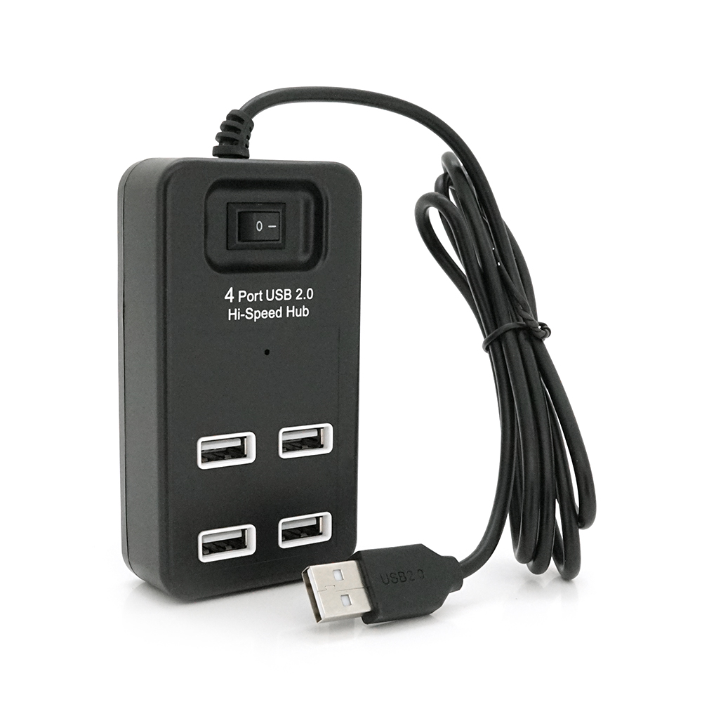 USB-хаб VOLTRONIC 2.0 4 порти Q100 з вимикачем USB 480 Мбіт/с Чорний (8647)