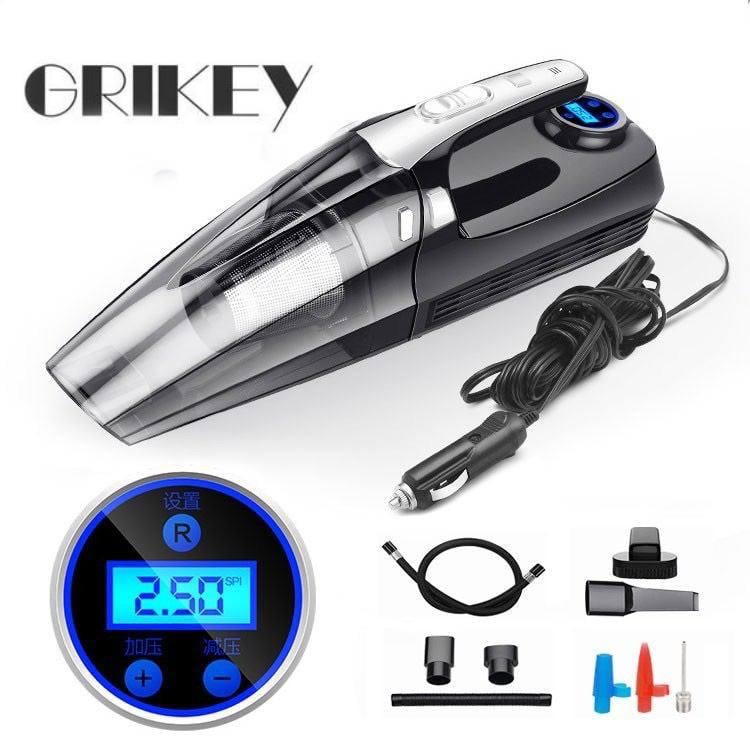 Автопылесос ручной Grikey B3 120W с панелью компрессора и фонарем Черный (GK516D) - фото 2