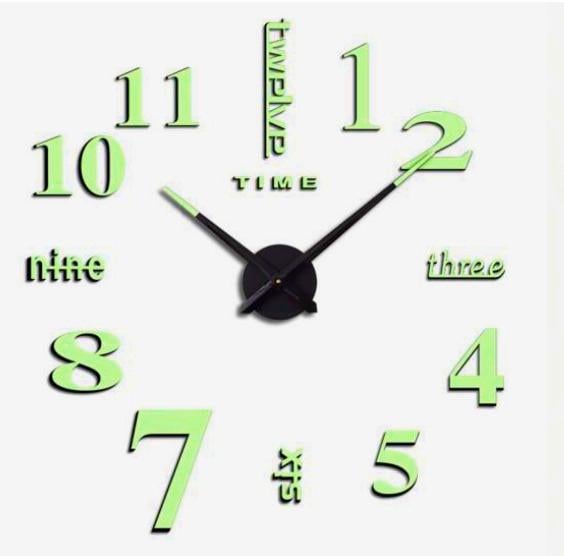 Годинник настінний об'ємний DIY з цифрами та написами люмінесцентний до 120 см (6768)