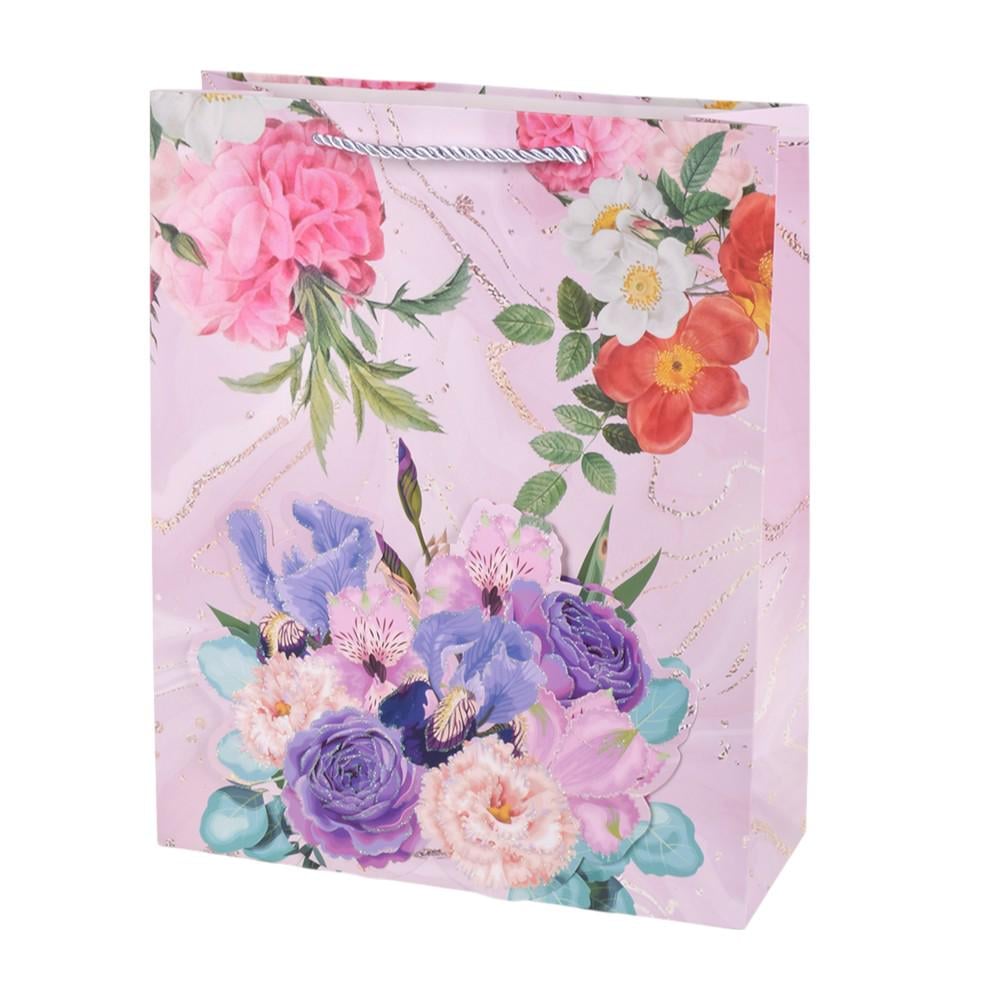 Подарунковий пакет з квітами Flowers 3D R34427-L 31х40х12 см Рожевий Подарунковий пакет з квітами Flowers 3D R34427-L 31х40х12 см Рожевий