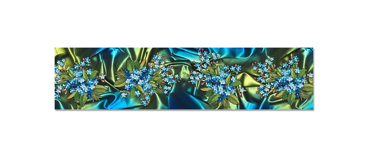 Кухонный фартук Незабудки голубые из самоклеющейся виниловой пленки 60х250 см Зеленый