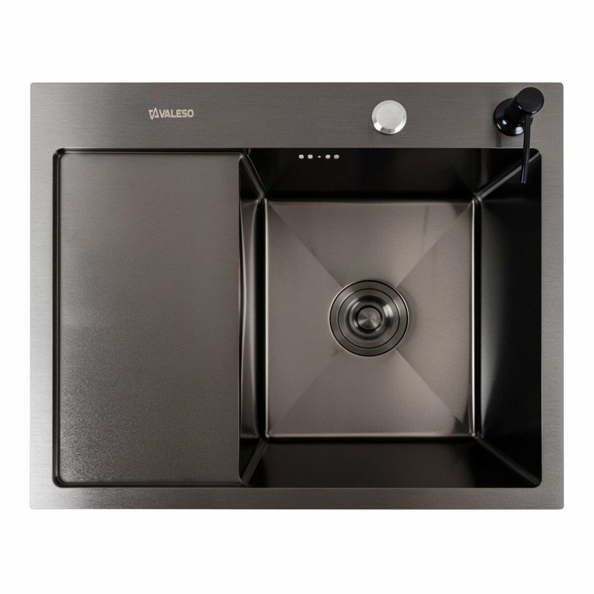 Мойка для кухни Valeso Handmade CM/PVD круглый сифон 3,0/0,8 58х48 см Черный (24279270) Мойка для кухни Valeso Handmade CM/PVD круглый сифон 3,0/0,8 58х48 см Черный (24279270)