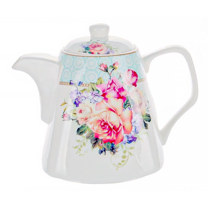 Чайник заварочный фарфоровый Light House Нежный букет 1100 мл Белый (165-341)