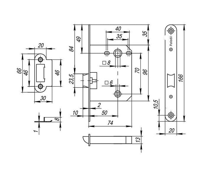Замок врезной кевларовый Paladii под фиксатор 70х50 SN Сатин (ПМ031) - фото 3 Замок врезной кевларовый Paladii под фиксатор 70х50 SN Сатин (ПМ031) - фото 3