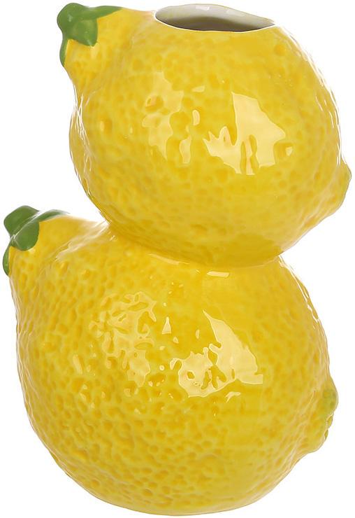 Ваза фарфоровая с рельефным декором желтые лимоны 14 см