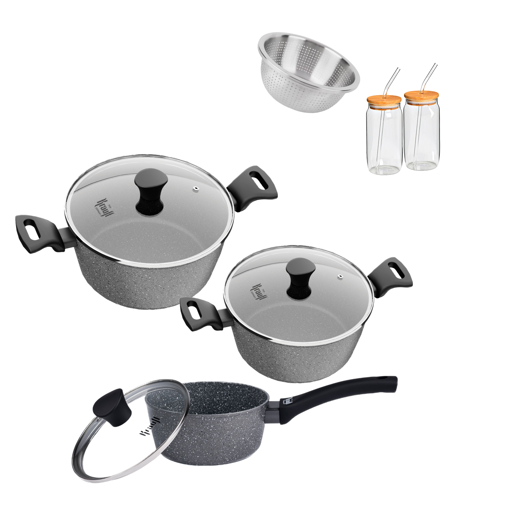 Набор кастрюль Krauff Fry Power 2,3/4,2 л с набором кухонных досок Frische (55-333-620)